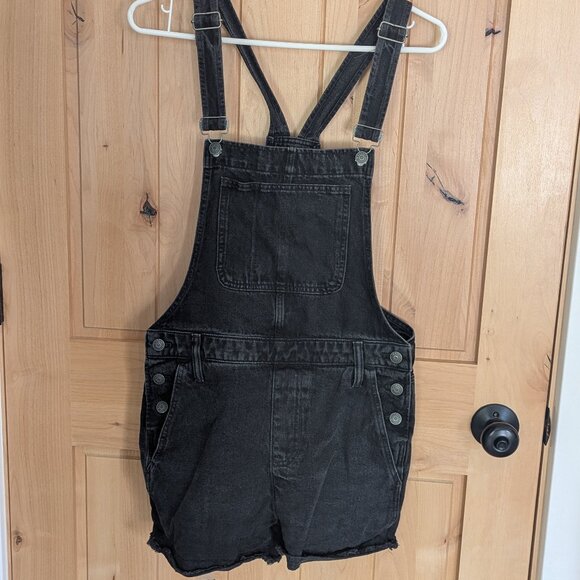 Madewell Adirondack Short Overalls in Washed Black Size Medium - Picture 1 of 7
